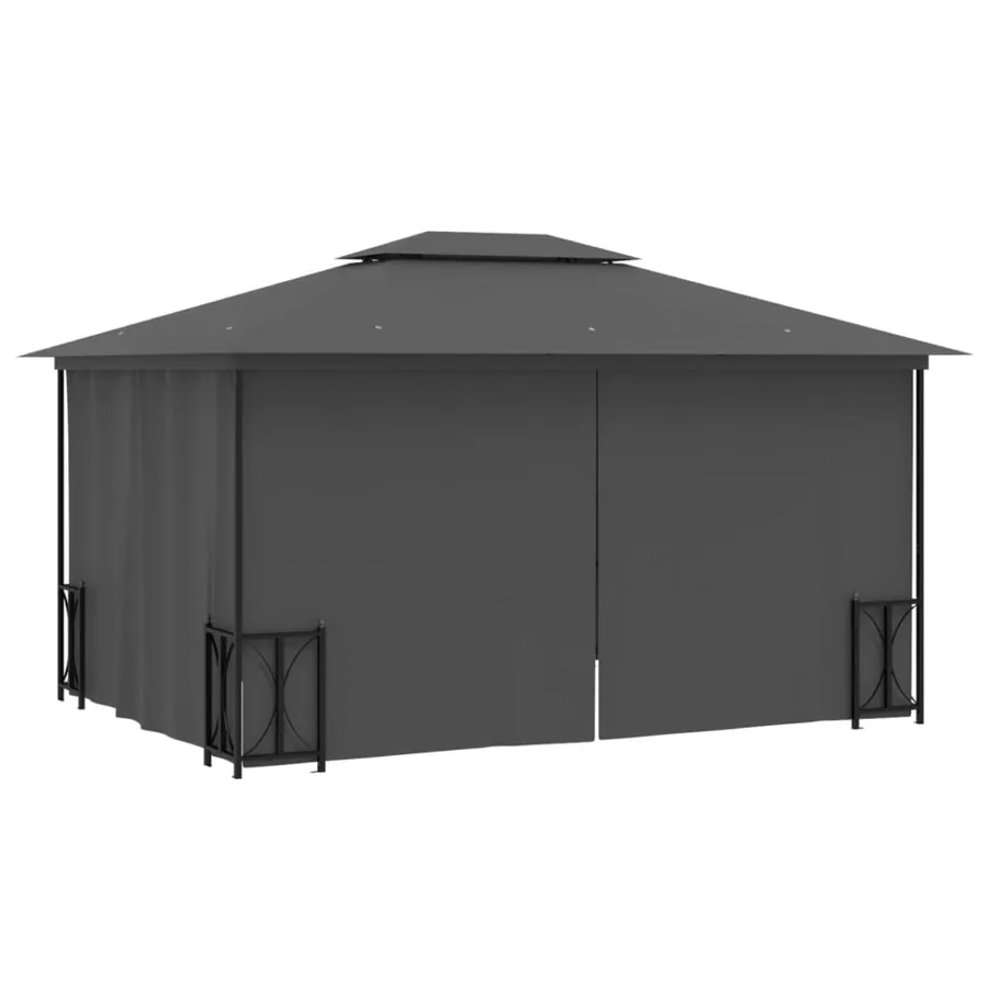 Tonnelle avec parois et toit double 3x4 m Anthracite - 4