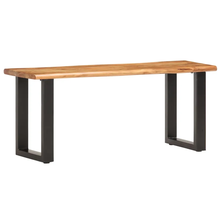Banc au bord naturel du bois 110 cm Bois d'acacia solide acier - 10