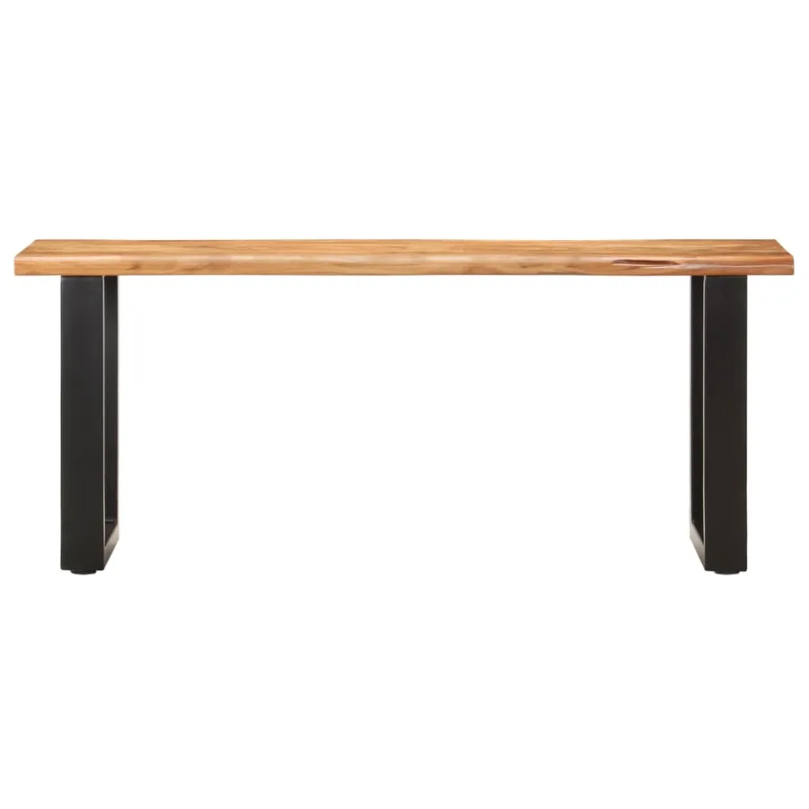 Banc au bord naturel du bois 110 cm Bois d'acacia solide acier - 2
