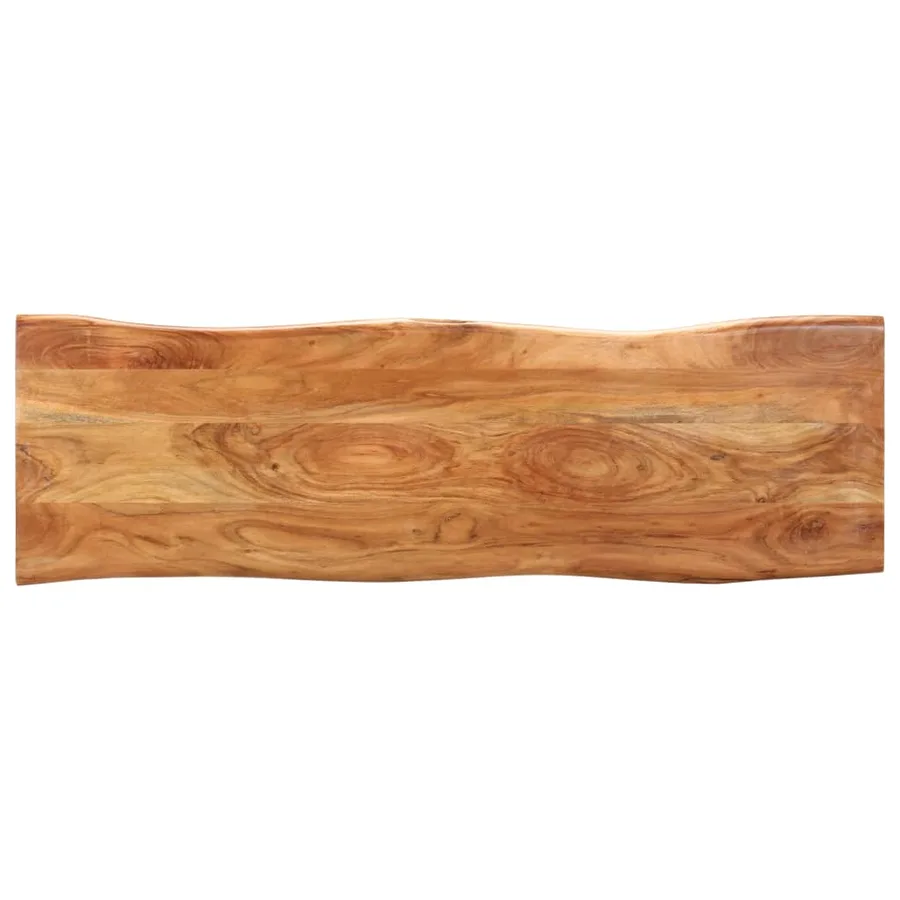 Banc au bord naturel du bois 110 cm Bois d'acacia solide acier - 3