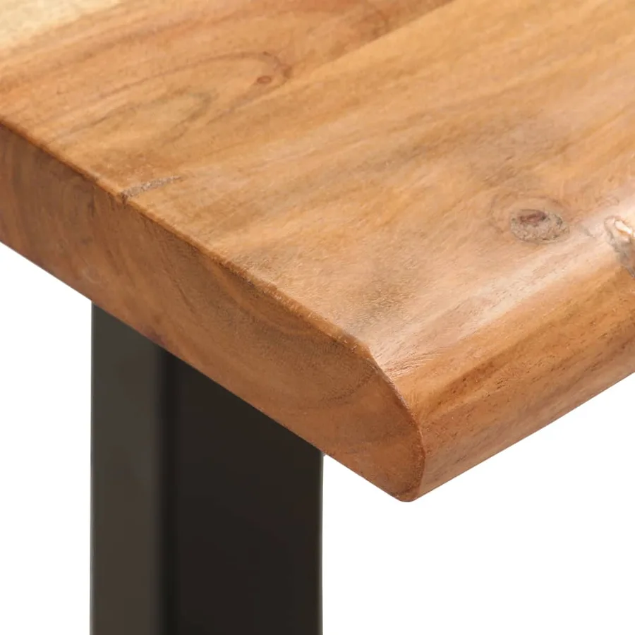Banc au bord naturel du bois 110 cm Bois d'acacia solide acier - 4