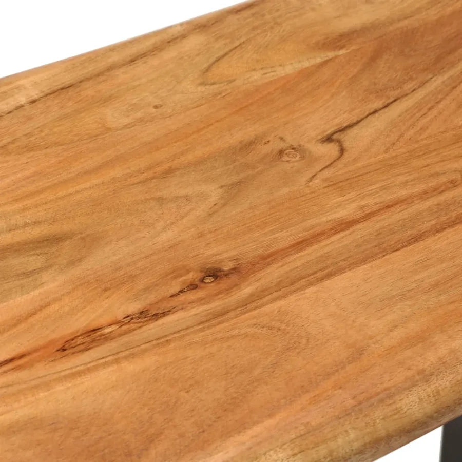 Banc au bord naturel du bois 110 cm Bois d'acacia solide acier - 5