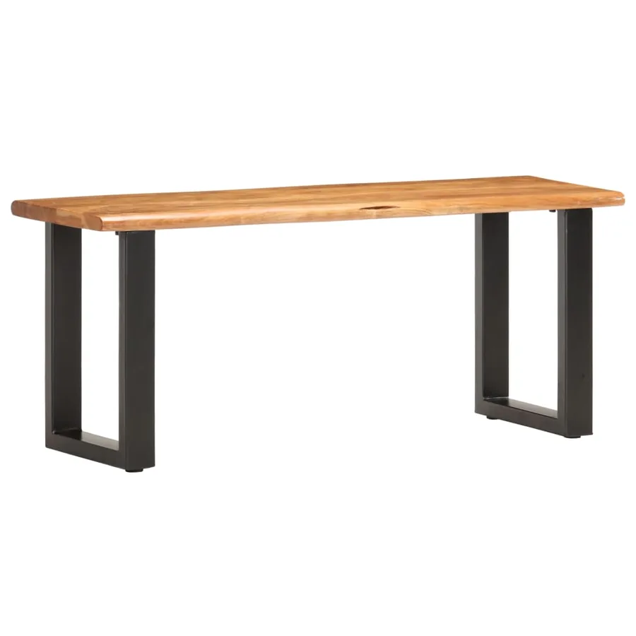 Banc au bord naturel du bois 110 cm Bois d'acacia solide acier - 8