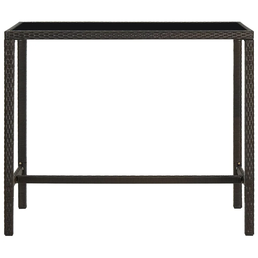 Table de bar de jardin Marron 130x60x110cm Résine tressée verre - 2