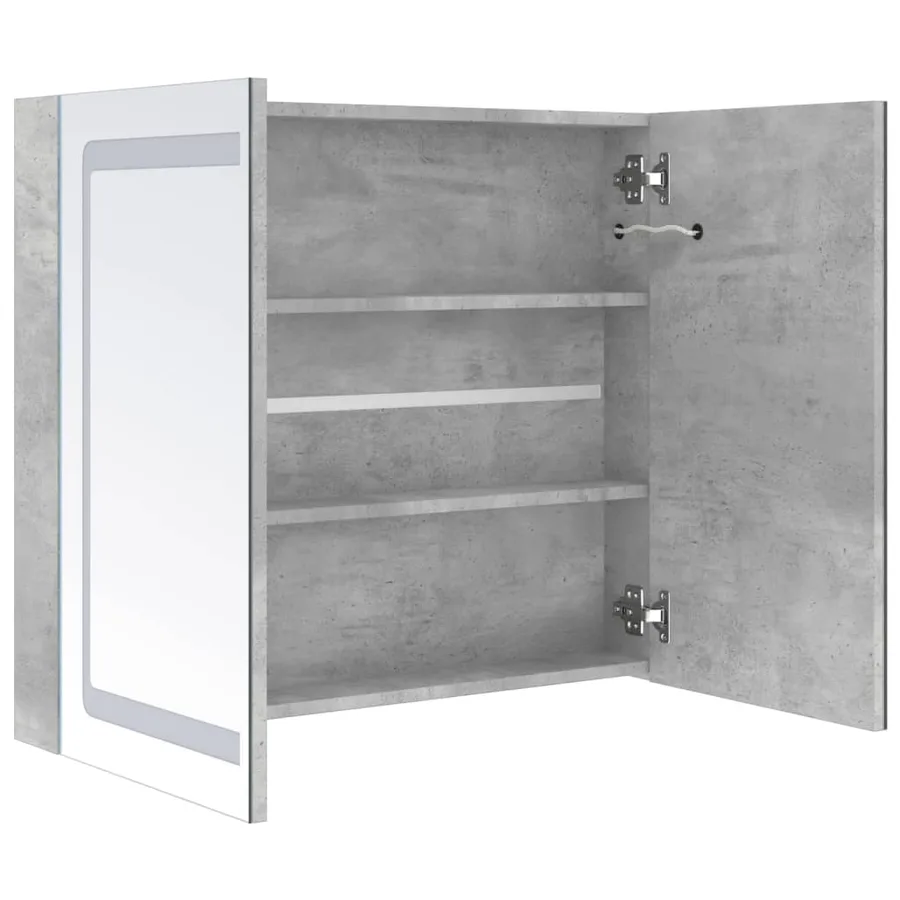 Armoire de salle de bain à miroir LED Gris béton 80x12x68 cm - 5