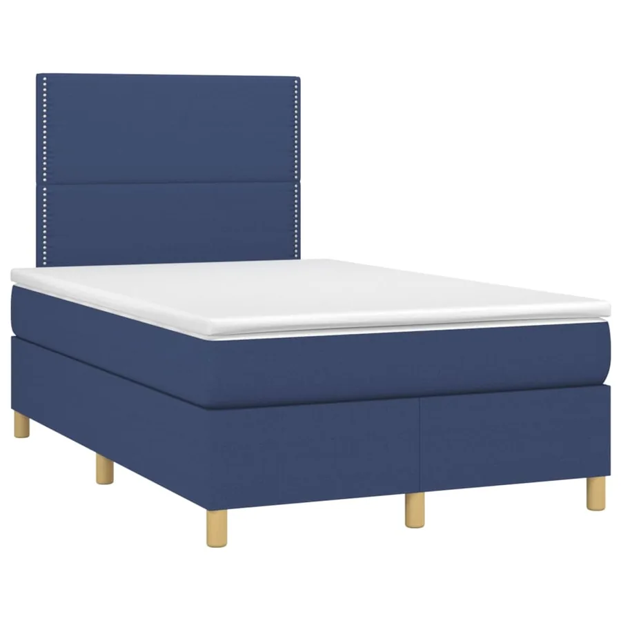 Sommier à lattes de lit et matelas et LED Bleu 120x200 cm Tissu - 3
