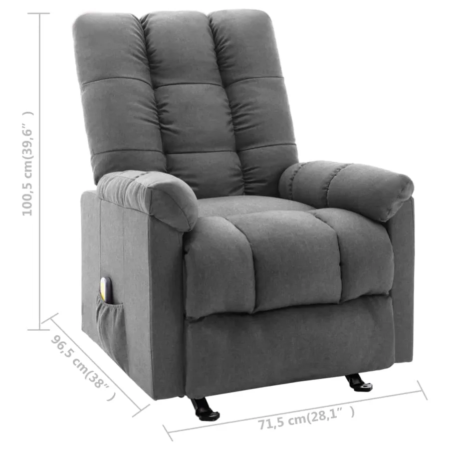 Fauteuil de massage inclinable Gris clair Tissu - 9