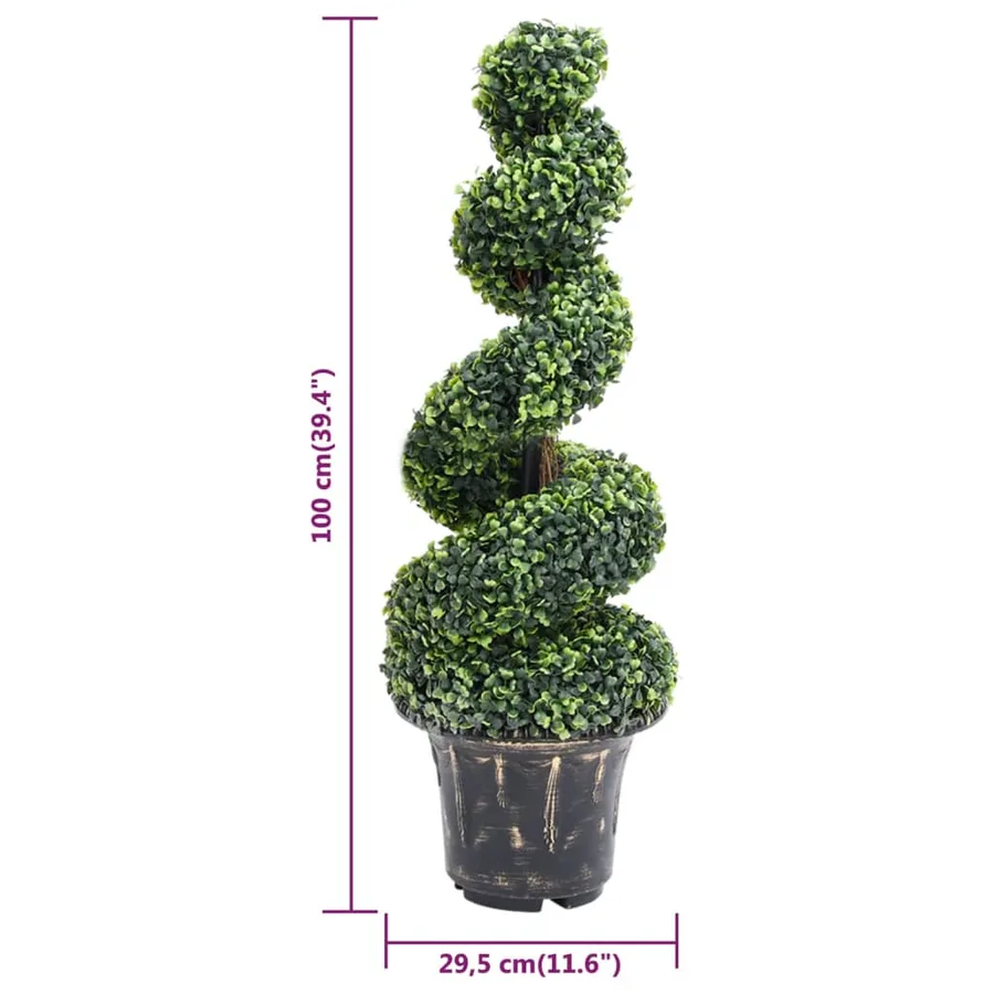 Plante de buis artificiel en spirale avec pot Vert 100 cm - 5