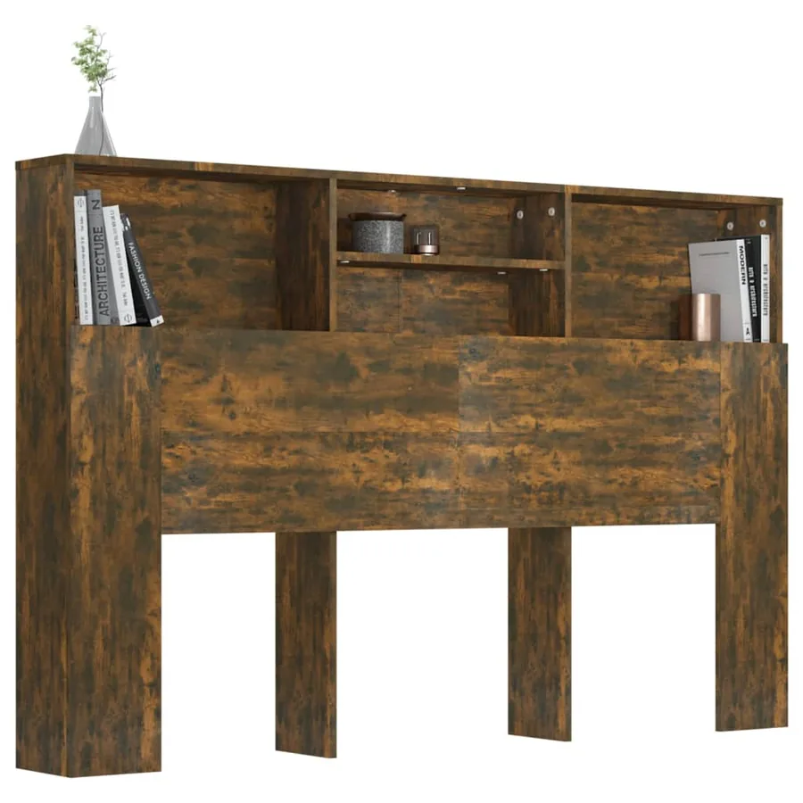 Armoire de tête de lit Chêne fumé 160x19x103,5 cm - 4
