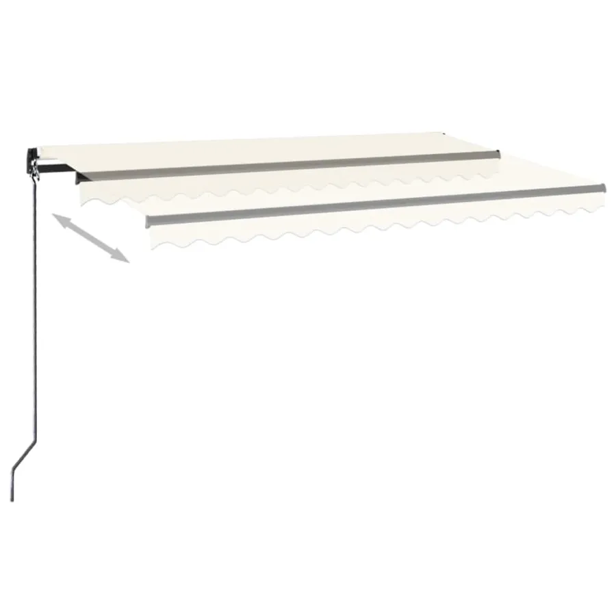 Auvent manuel rétractable avec LED 450x350 cm Crème - 3