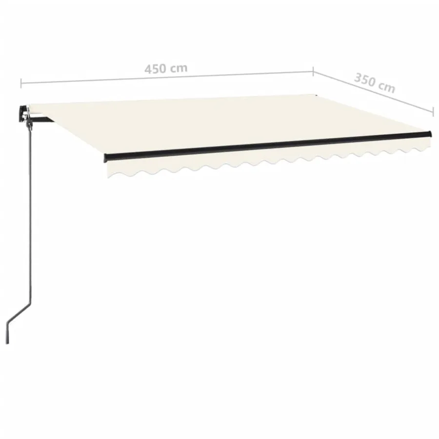 Auvent manuel rétractable avec LED 450x350 cm Crème - 7