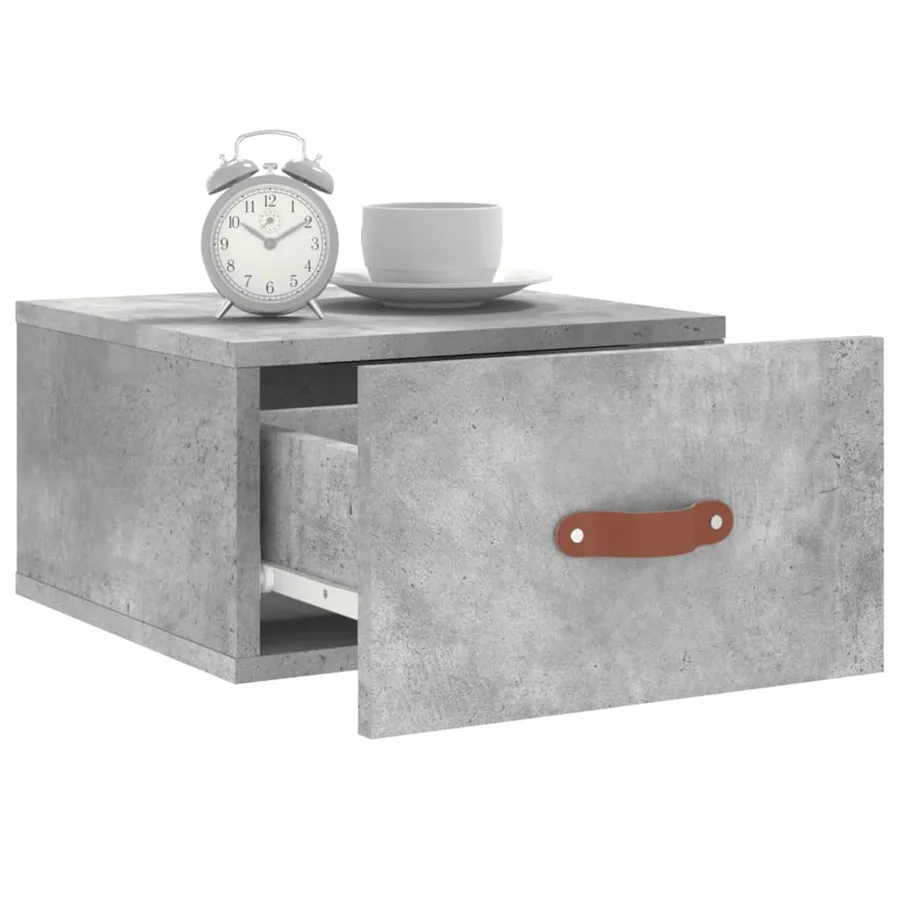 Table de chevet murale gris béton 35x35x20 cm - 8