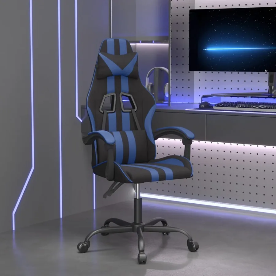 Chaise de jeu Noir et bleu Similicuir