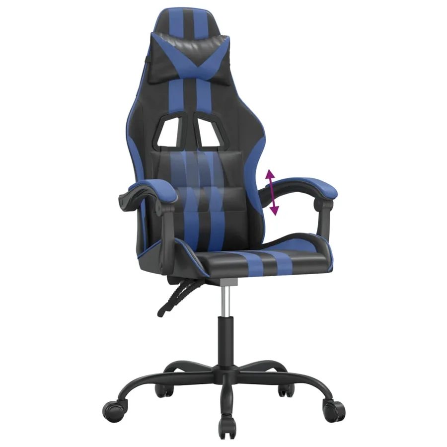 Chaise de jeu Noir et bleu Similicuir - 7