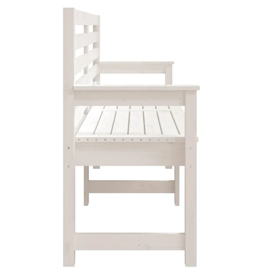 Banc de jardin blanc 159,5x48x91,5 cm bois massif de pin - 5