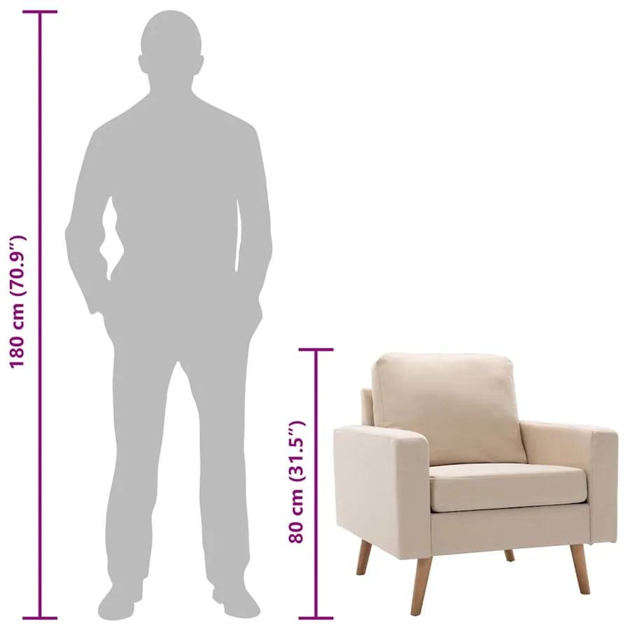Fauteuil Crème Tissu - 8