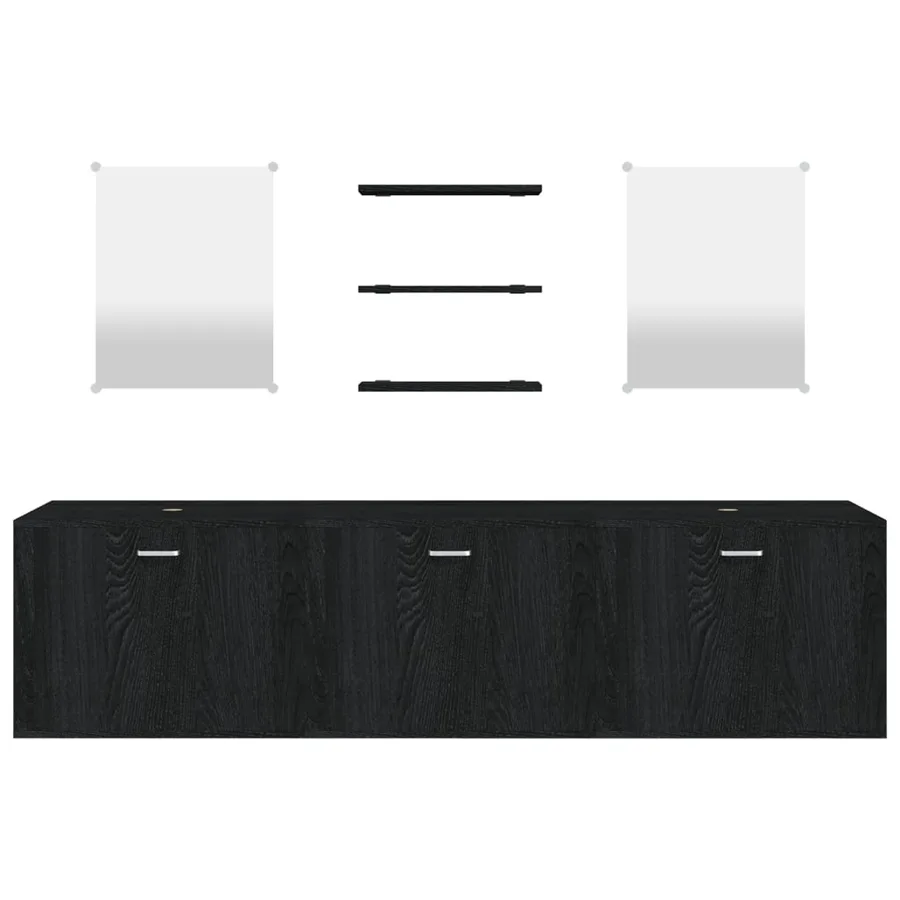 Ensemble de meubles salle de bain 6 pcs noir bois d'ingénierie - 4