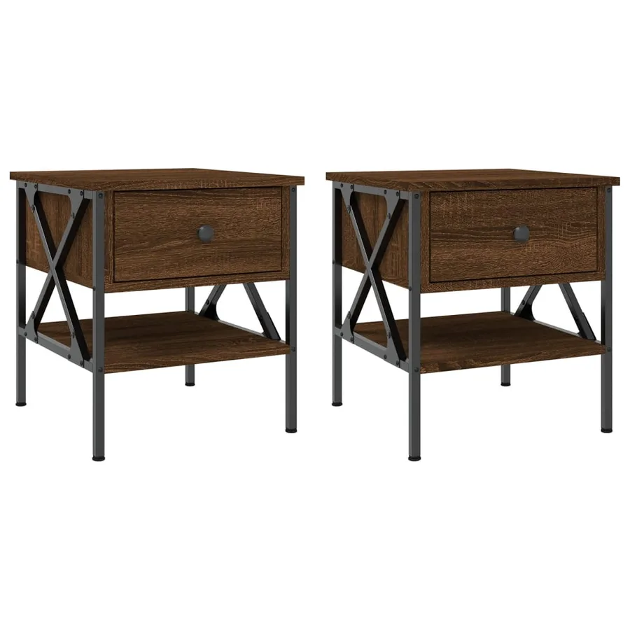 Tables de chevet 2 pcs chêne marron 40x42x45 cm bois ingénierie - 2