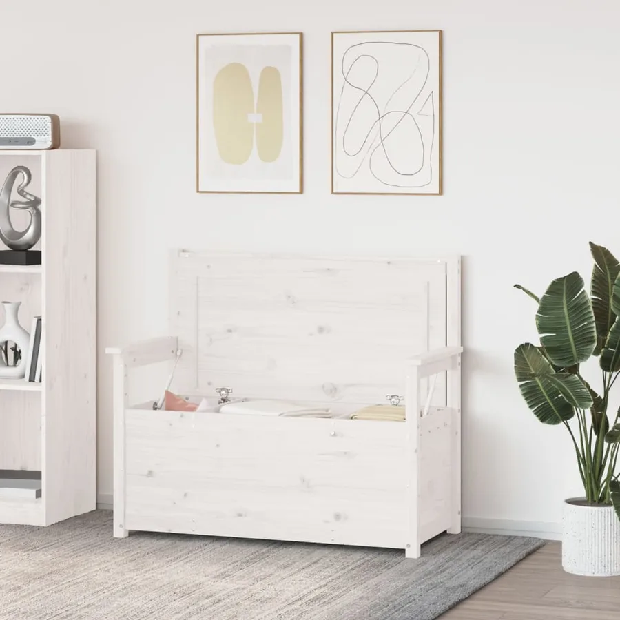 Banc Blanc 112,5x51,5x96,5 cm Bois de pin massif - 3