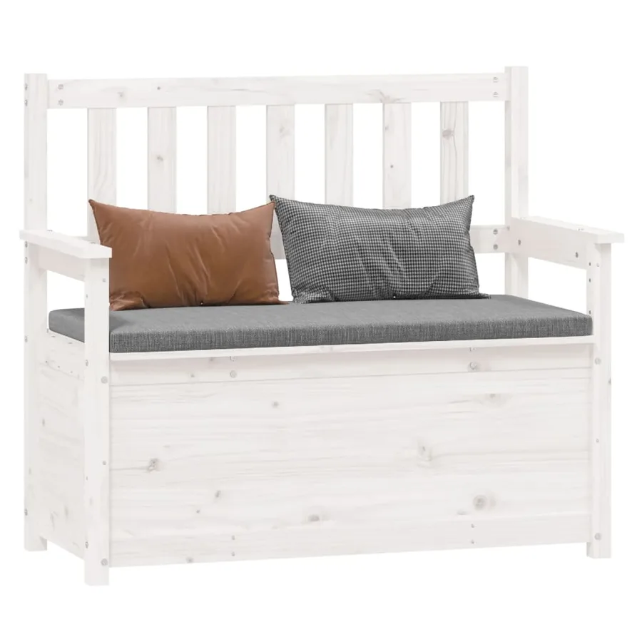 Banc Blanc 112,5x51,5x96,5 cm Bois de pin massif - 4