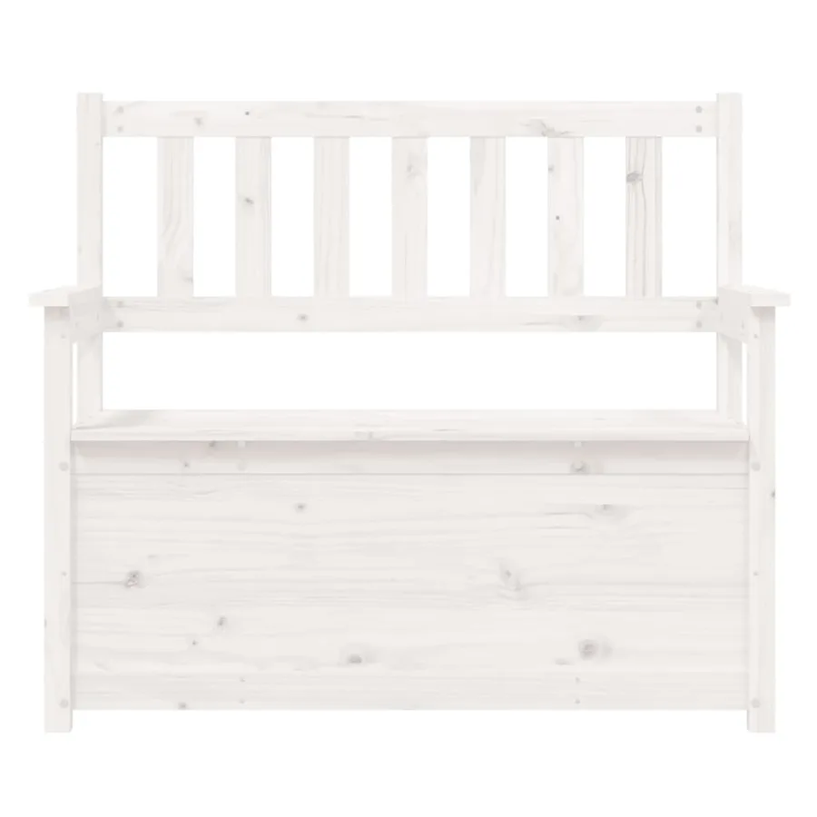 Banc Blanc 112,5x51,5x96,5 cm Bois de pin massif - 6