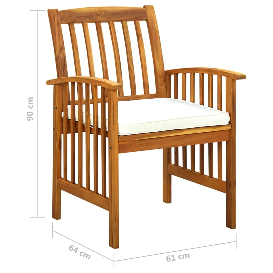 Ensemble à manger de jardin 5 pcs avec coussins Acacia solide - 9