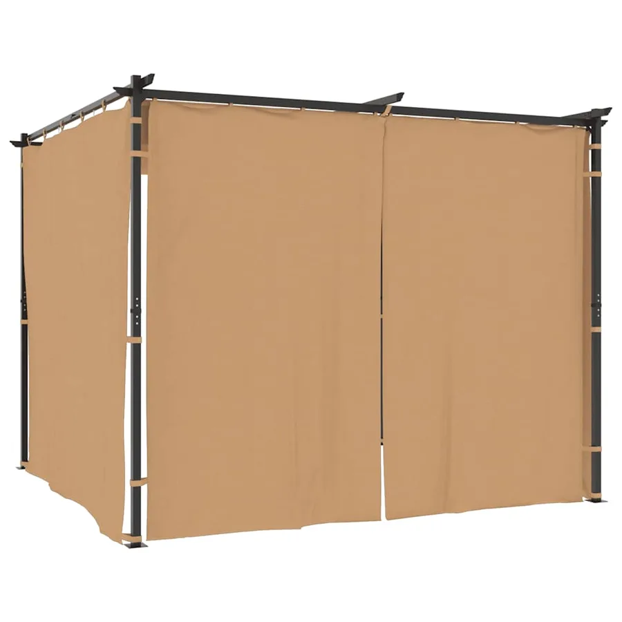 Tonnelle avec rideaux 3x3 m Taupe Acier - 2