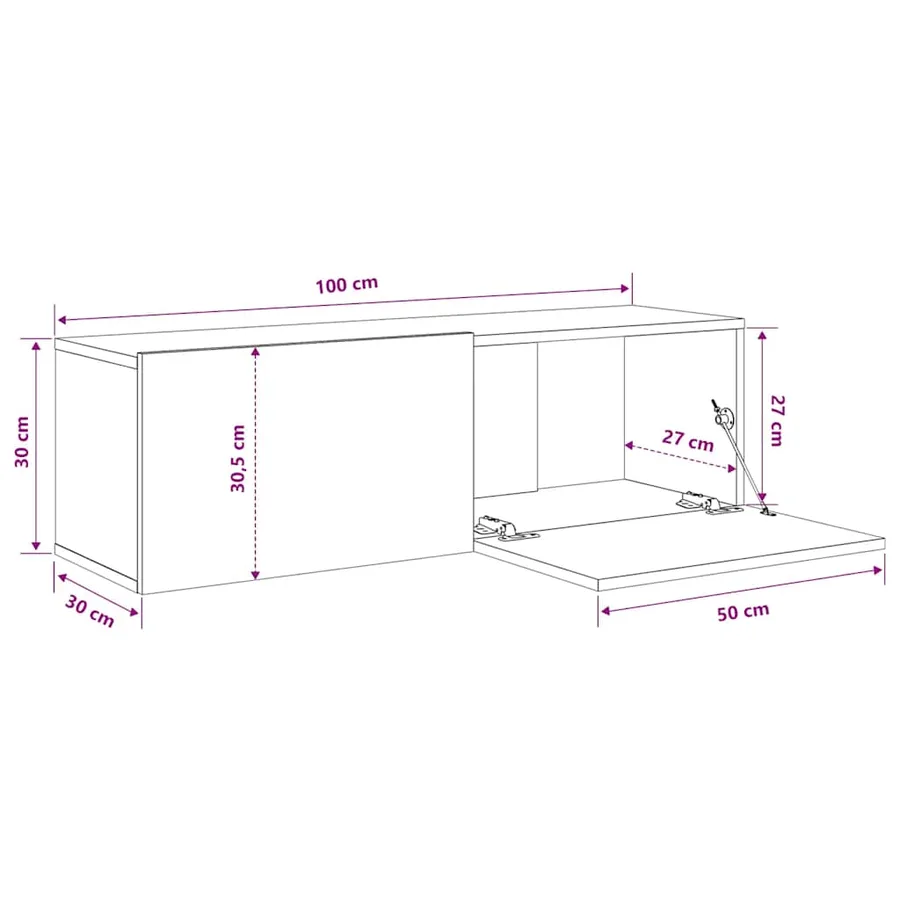 Meubles TV muraux 2pcs chêne sonoma 100x30x30cm bois ingénierie - 2