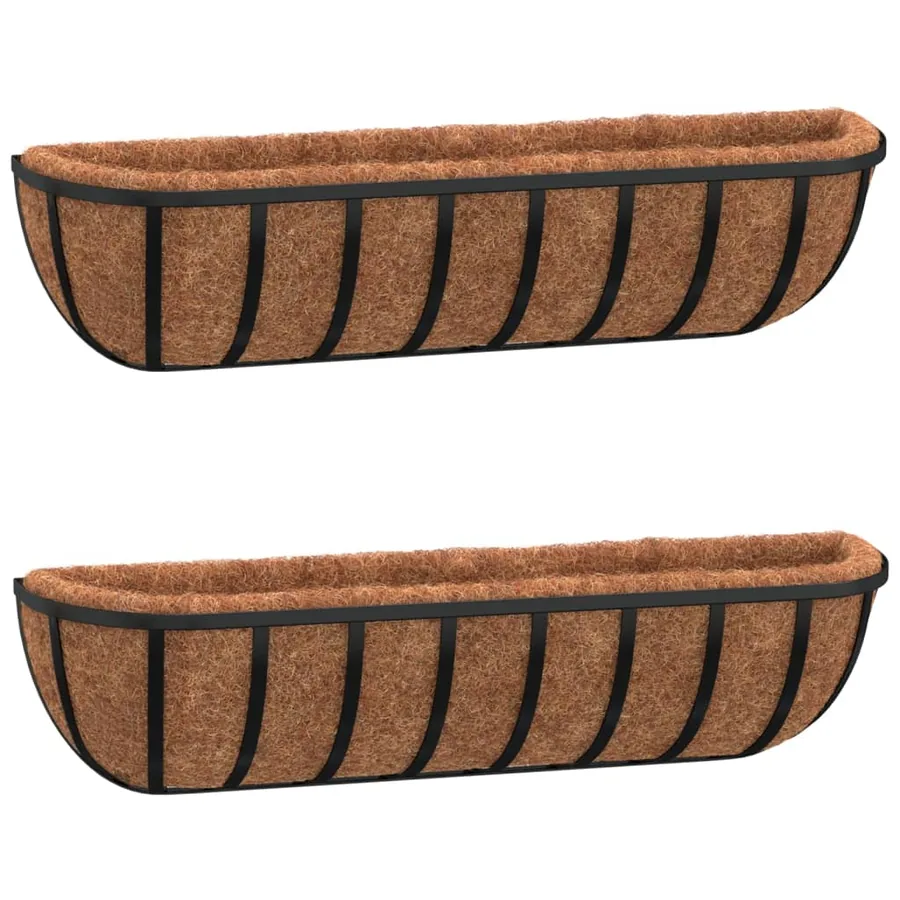 Jardinières murales 2 pcs en coco noir 76x21x16 cm acier - 2