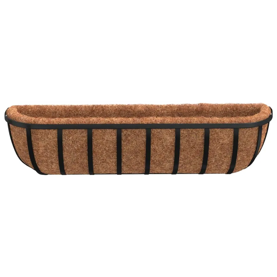 Jardinières murales 2 pcs en coco noir 76x21x16 cm acier - 4