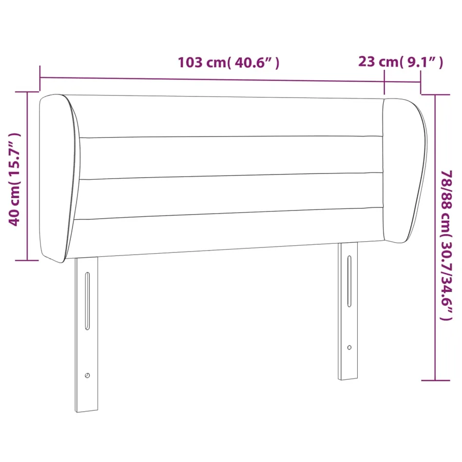 Tête de lit avec oreilles Noir 103x23x78/88 cm Velours - 9