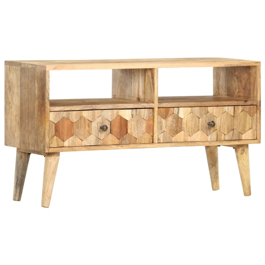 Meuble TV 90x30x50 cm Bois de manguier solide - 10
