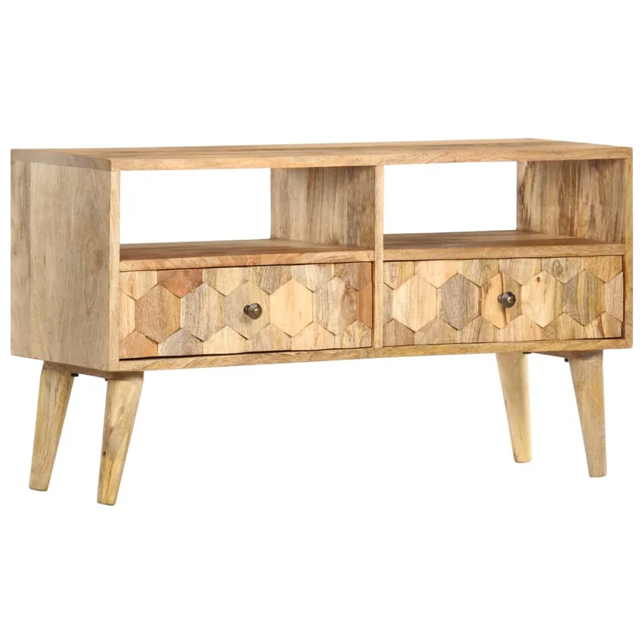 Meuble TV 90x30x50 cm Bois de manguier solide - 11