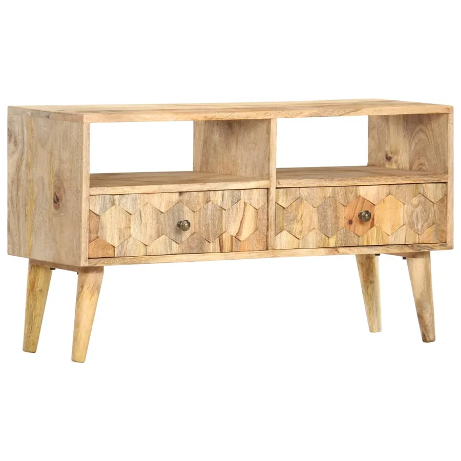 Meuble TV 90x30x50 cm Bois de manguier solide - 12