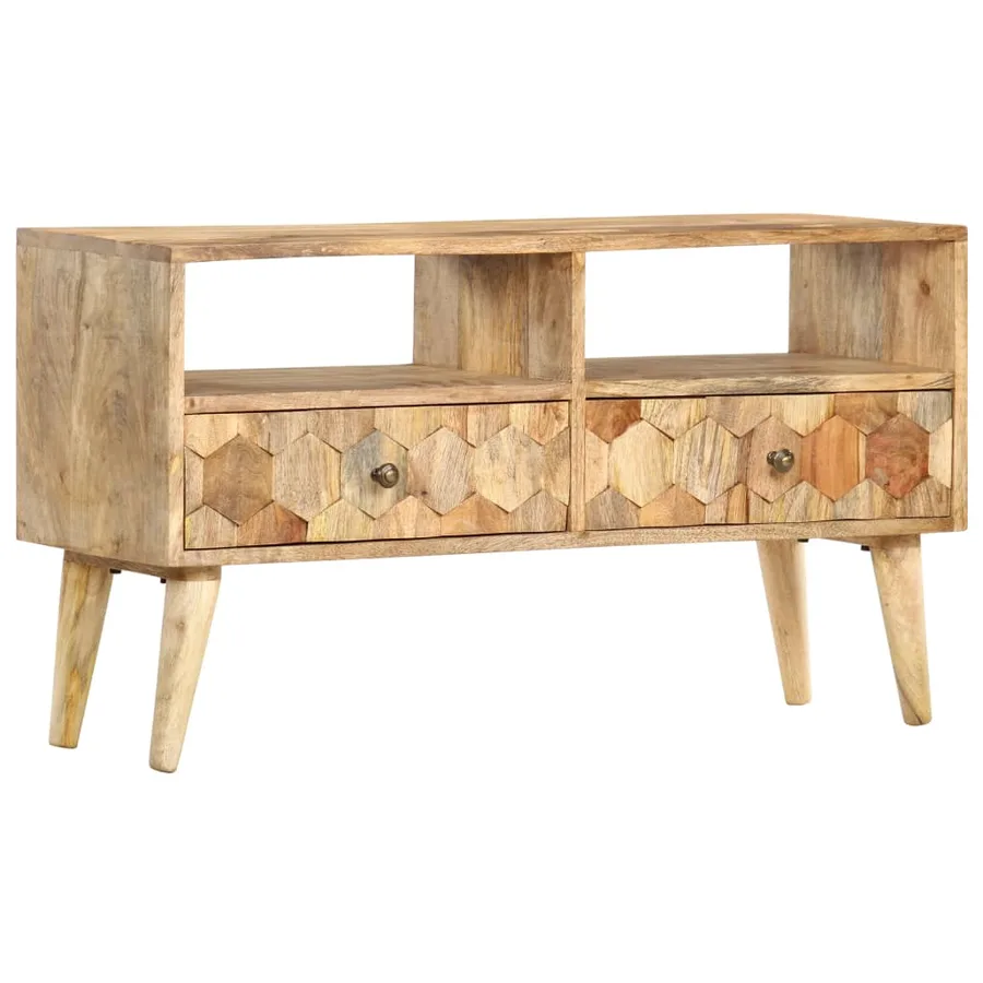 Meuble TV 90x30x50 cm Bois de manguier solide - 13