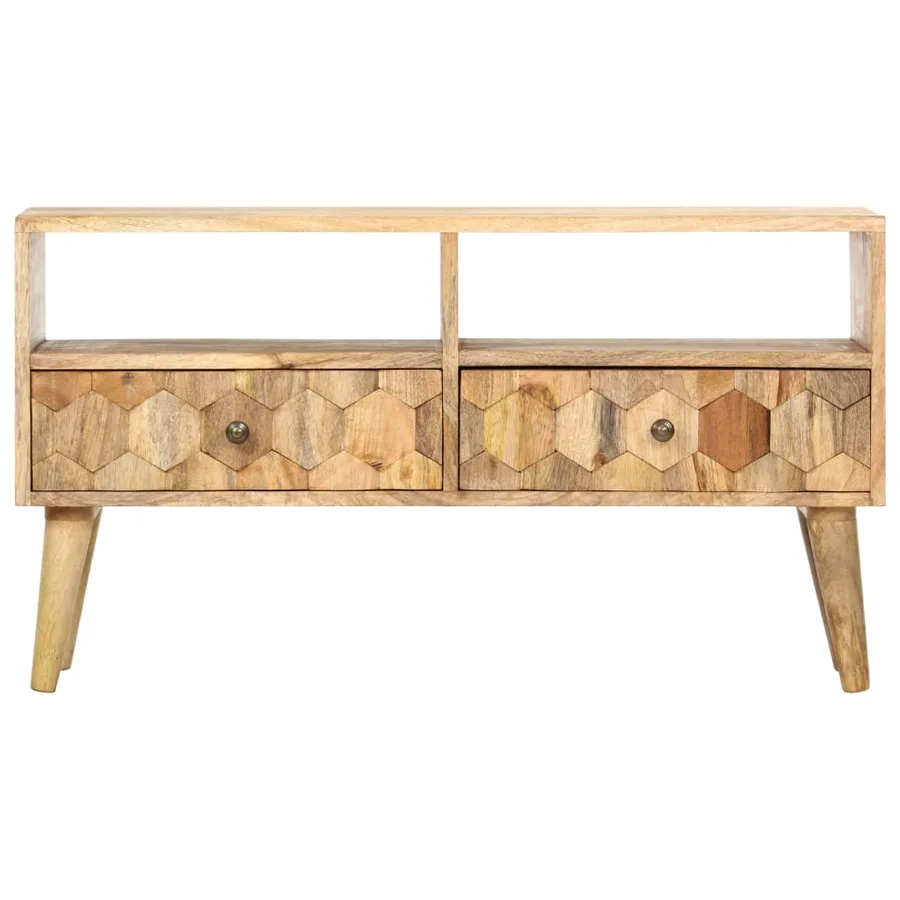 Meuble TV 90x30x50 cm Bois de manguier solide - 2