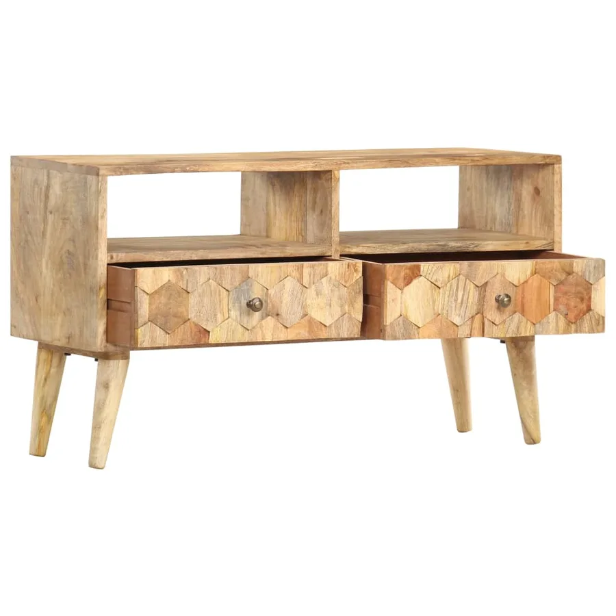 Meuble TV 90x30x50 cm Bois de manguier solide - 3
