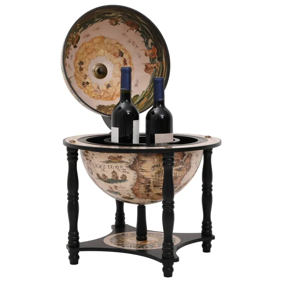 Support à vin bar forme globe Noir Bois d'eucalyptus massif - 2