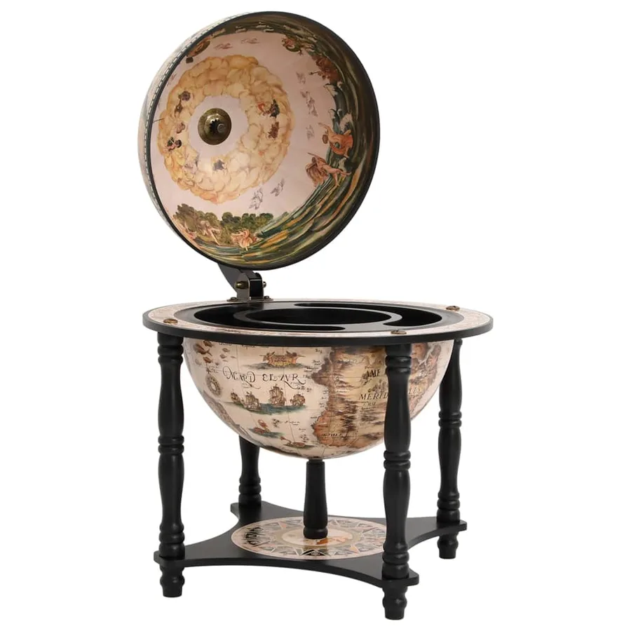 Support à vin bar forme globe Noir Bois d'eucalyptus massif - 3