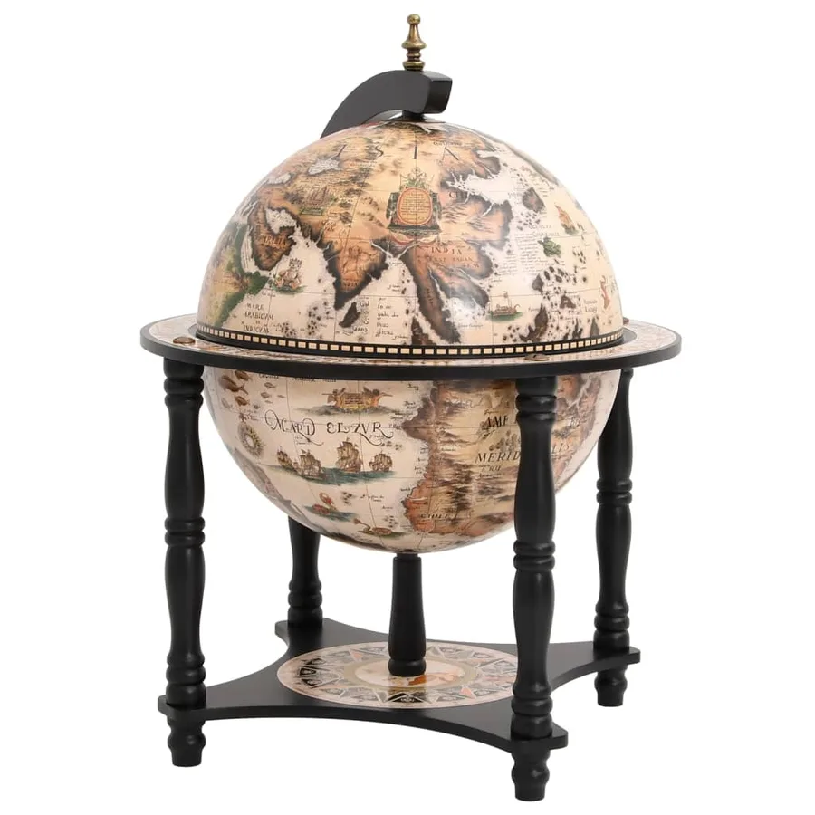 Support à vin bar forme globe Noir Bois d'eucalyptus massif - 4