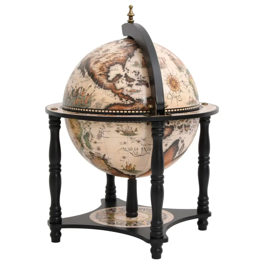 Support à vin bar forme globe Noir Bois d'eucalyptus massif - 5