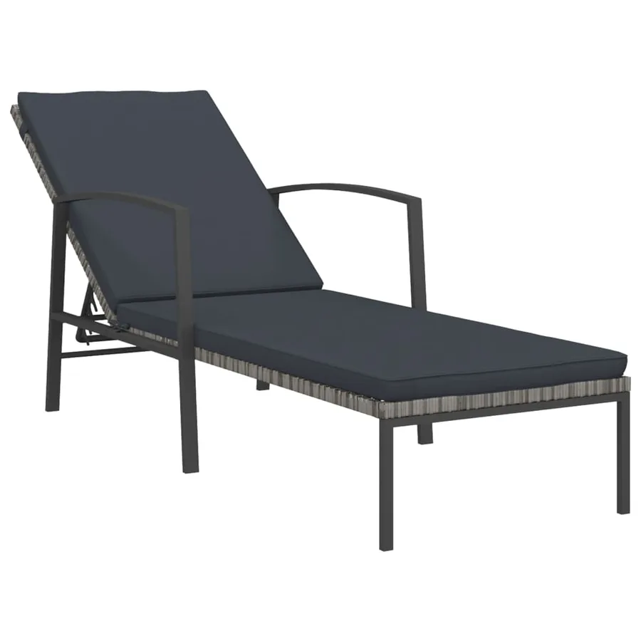 Chaises longues lot de avec table Résine tressée Gris - 3