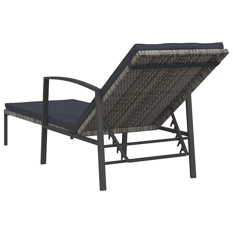 Chaises longues lot de avec table Résine tressée Gris - 6
