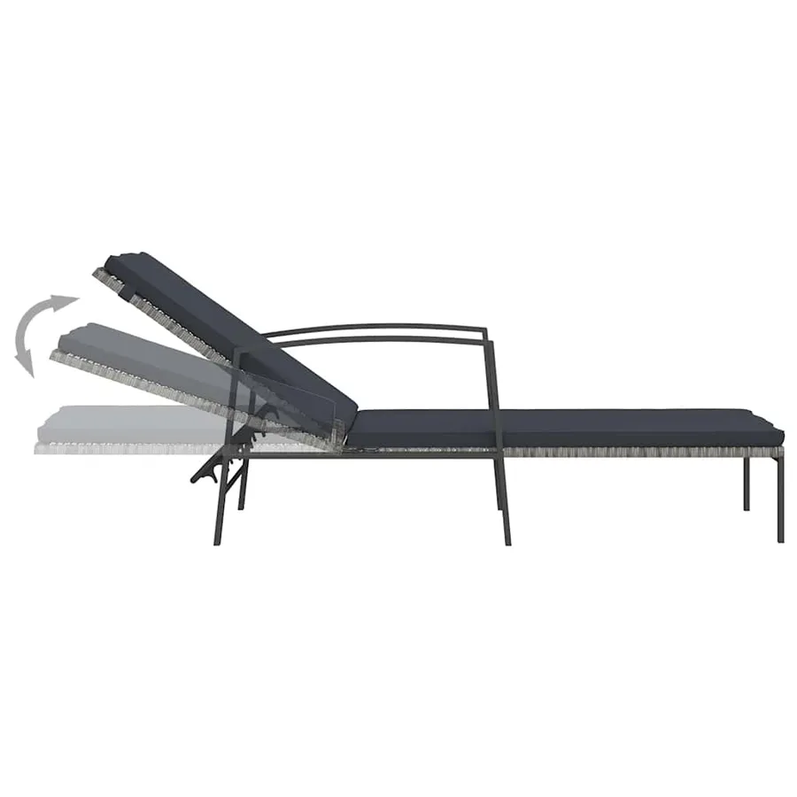 Chaises longues lot de avec table Résine tressée Gris - 7