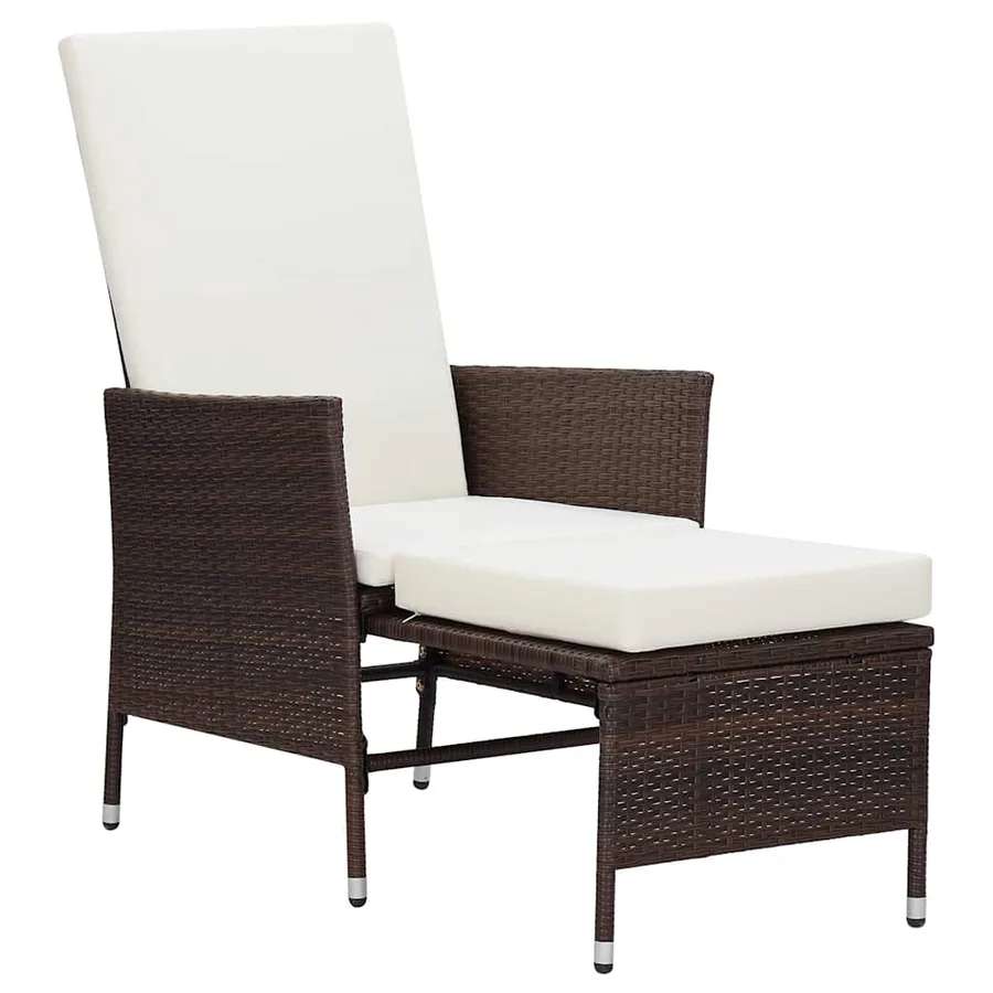 Chaise inclinable de jardin avec coussins Résine tressée Marron - 2