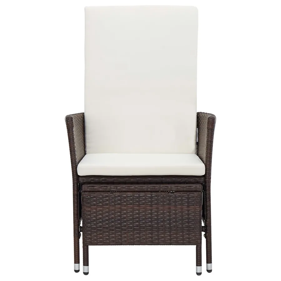 Chaise inclinable de jardin avec coussins Résine tressée Marron - 3