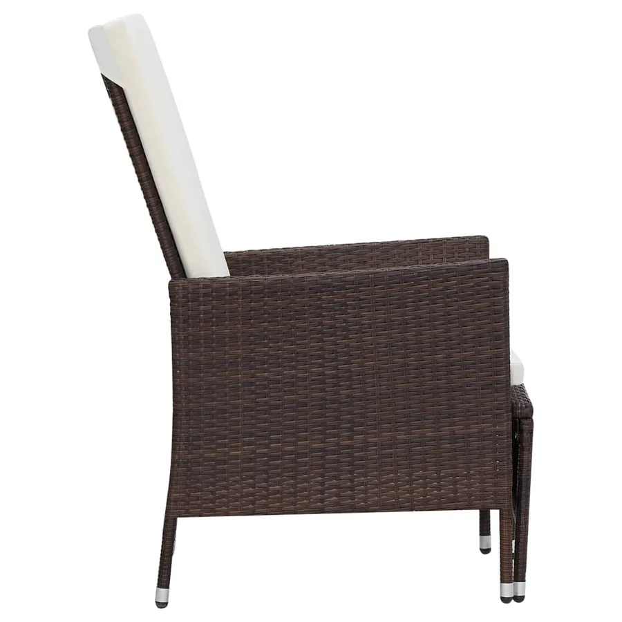 Chaise inclinable de jardin avec coussins Résine tressée Marron - 4