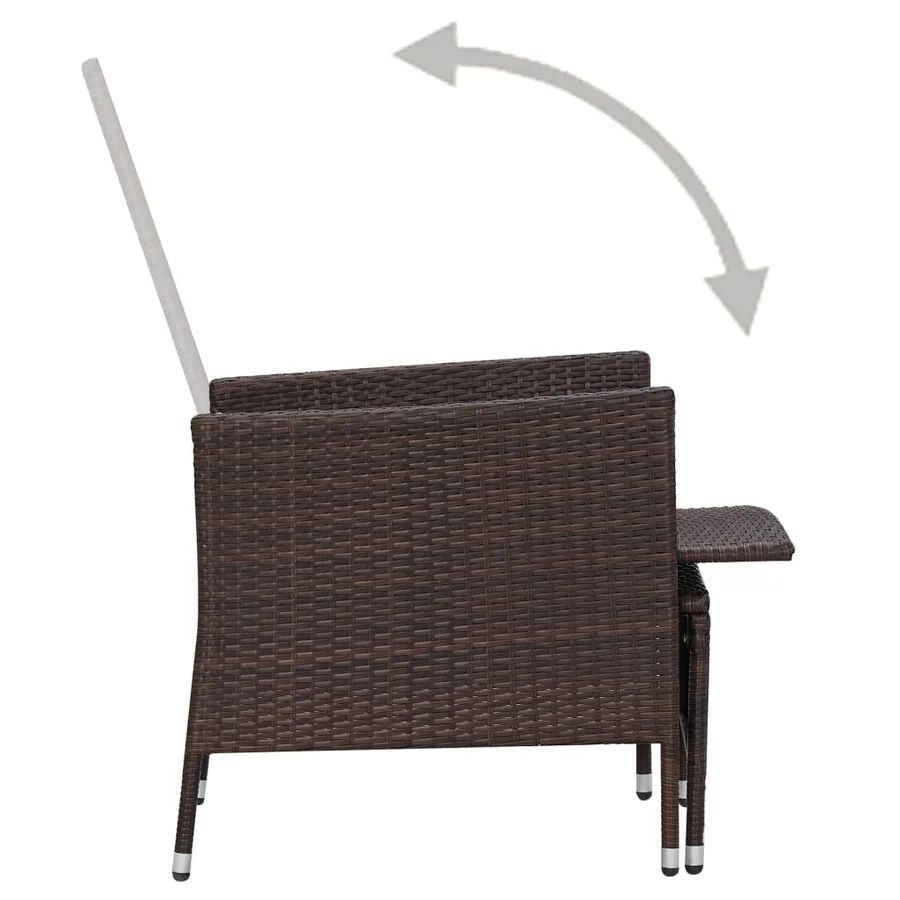 Chaise inclinable de jardin avec coussins Résine tressée Marron - 5