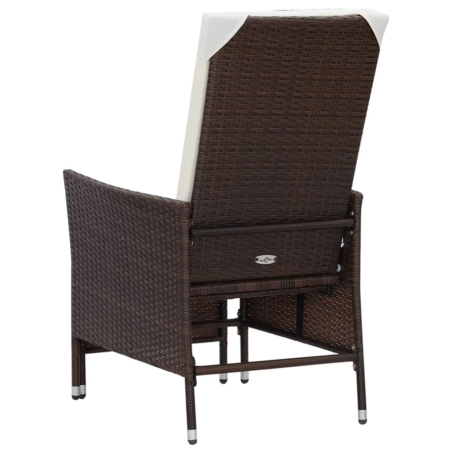 Chaise inclinable de jardin avec coussins Résine tressée Marron - 6