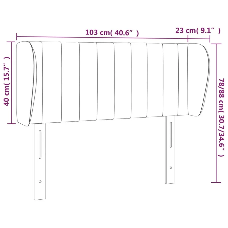Tête de lit avec oreilles Gris foncé 103x23x78/88 cm Tissu - 9